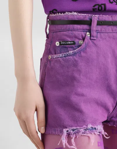 Dolce & Gabbana Denim Shorts In Purple