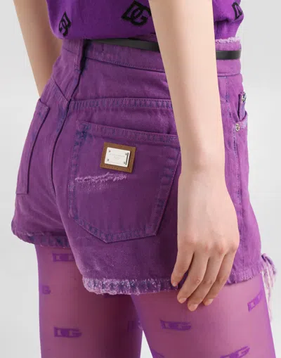 Dolce & Gabbana Denim Shorts In Purple