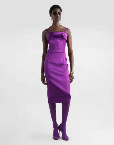 Dolce & Gabbana Satin Dress In Purple