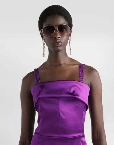 Dolce & Gabbana Satin Dress In Purple