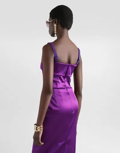Dolce & Gabbana Satin Dress In Purple