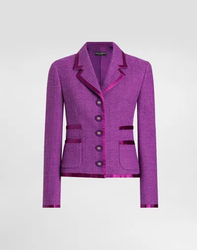 Dolce & Gabbana Rachel Tweed Jacket In Purple