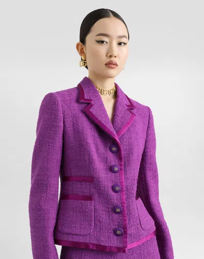 Dolce & Gabbana Rachel Tweed Jacket In Purple