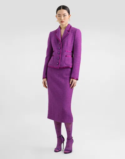 Dolce & Gabbana Rachel Tweed Jacket In Purple