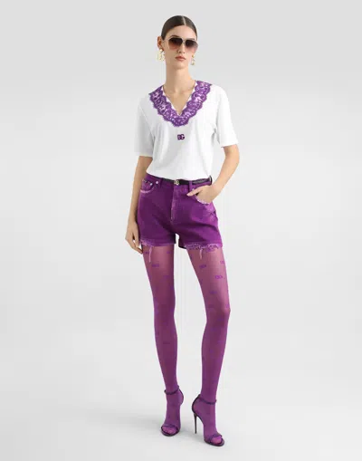 Dolce & Gabbana Jersey T-shirt With Lace And Dg Patch