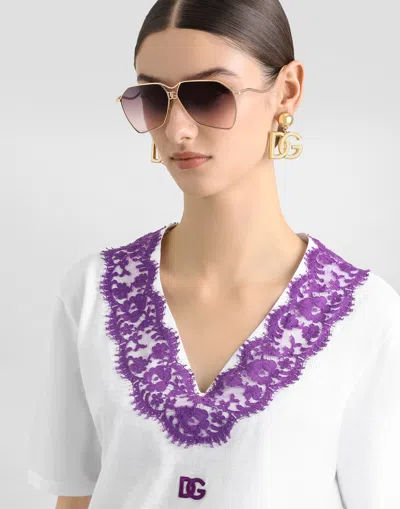 Dolce & Gabbana Jersey T-shirt With Lace And Dg Patch