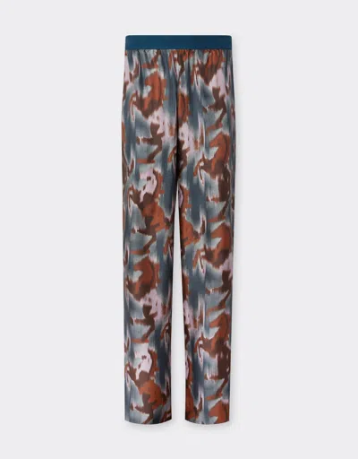 Ferrari Silk Trousers With Cavallino Ikat Print