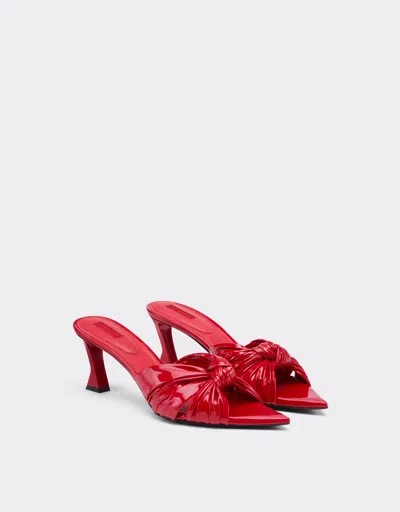 Ferrari Patent Leather Sandal With Knotted Design