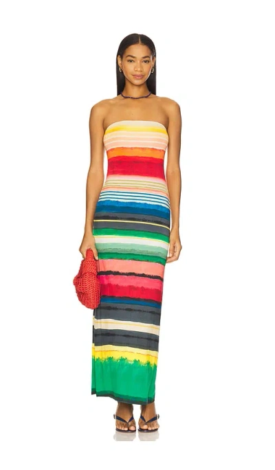 Alice And Olivia Delora Strapless Maxi Dress Rainbow Reef