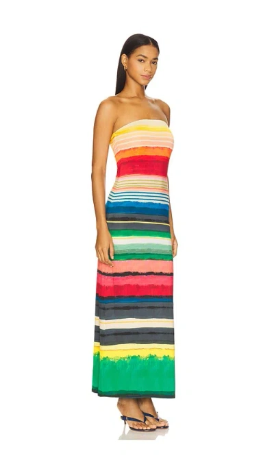 Alice And Olivia Delora Strapless Maxi Dress Rainbow Reef