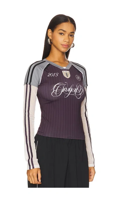 Jaded London Womens Triple Layered Football Jersey Top Blue In Purple