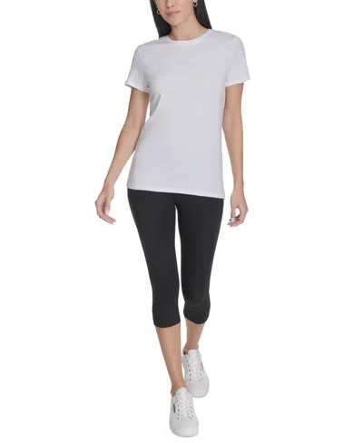 Calvin Klein Performance Women's Flocked-logo Crewneck T-shirt In Multi