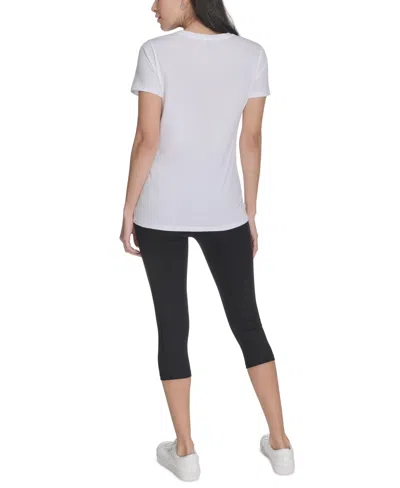 Calvin Klein Performance Women's Flocked-logo Crewneck T-shirt In Multi