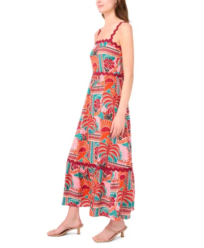 Msk Petite Sleeveless Square-neck Maxi Dress In Multi