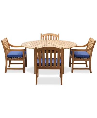 Macy's Bristol 59" Round Dining Table & 4 Dining Chairs, Created For  In Brown
