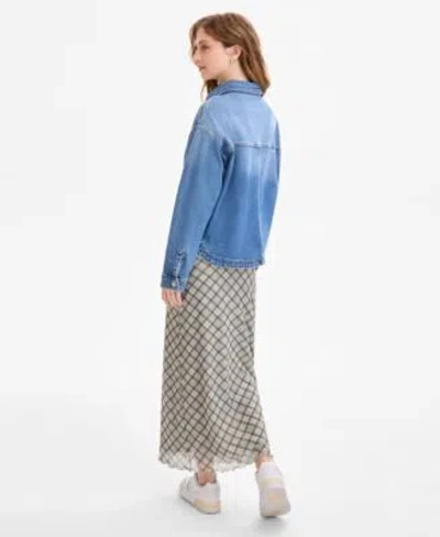 Celebrity Pink Juniors Oversized Denim Shirt Jacket Hippie Rose Juniors Scoop Neck Cap Sleeve T Shirt Plaid Maxi Sk