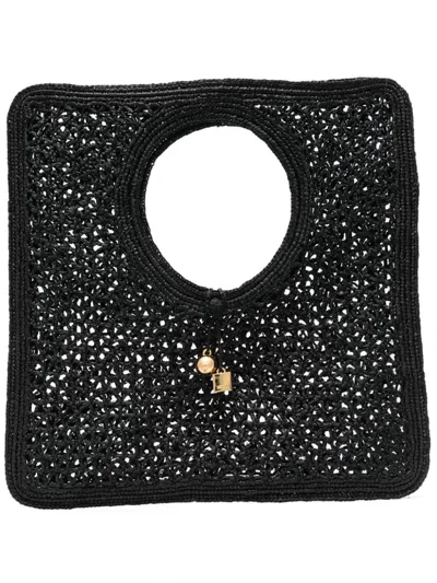 Jacquemus Carre Spiaggia Embellished Braided Raffia Tote