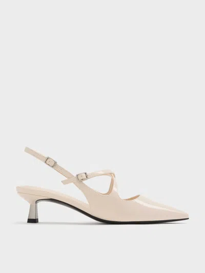 Charles & Keith - Pauline Patent Crossover Slingback Kitten Heels