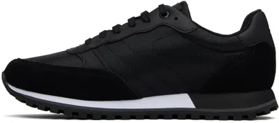 Hugo Boss Mixed-material Trainers With Faux-leather Trims In Black
