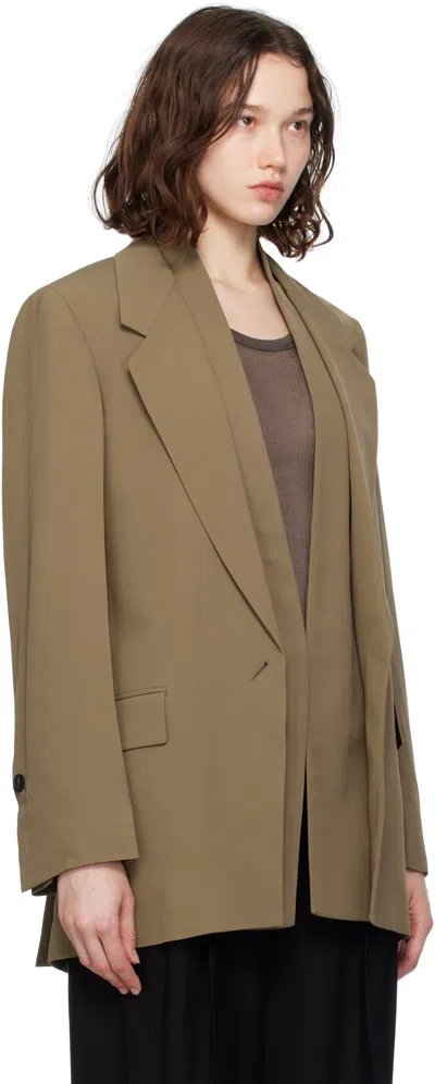 Ferragamo Khaki Single Breasted Blazer In Brown