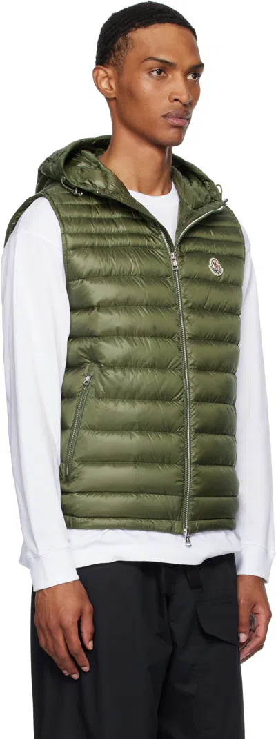 Moncler Khaki Orant Hooded Down Vest In Green