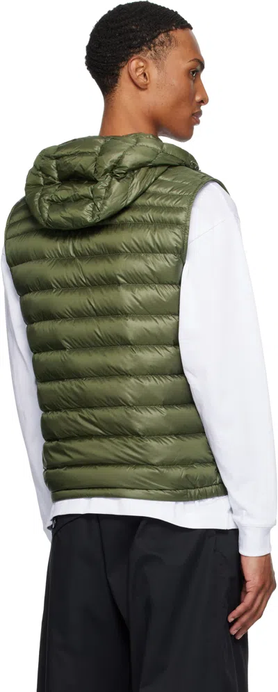 Moncler Khaki Orant Hooded Down Vest In Green