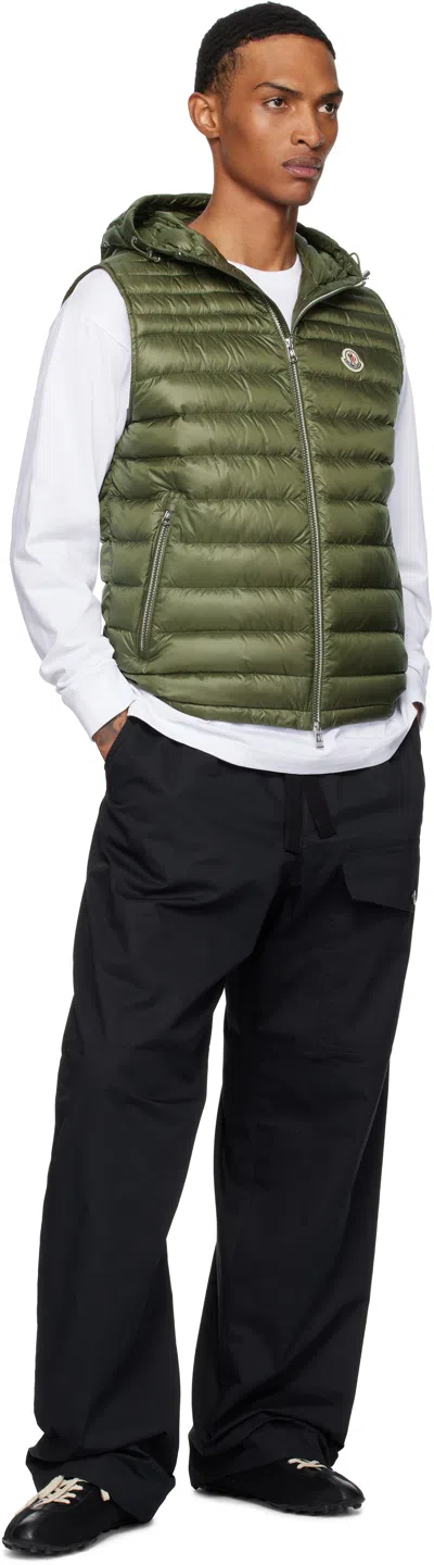 Moncler Khaki Orant Hooded Down Vest In Green