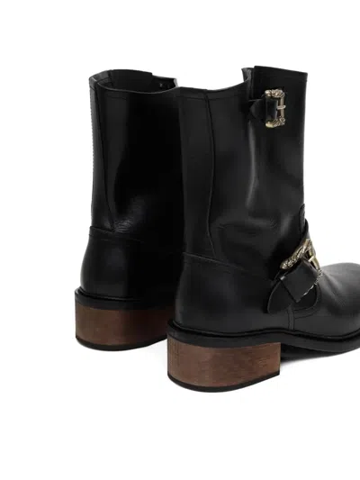 Enfants Riches Deprimes Engineer Double-buckle Leather Boots In Black