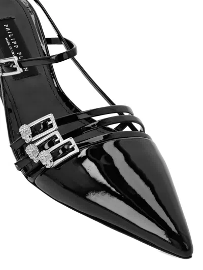 Philipp Plein Crystal-buckle Slingback Pumps In Black