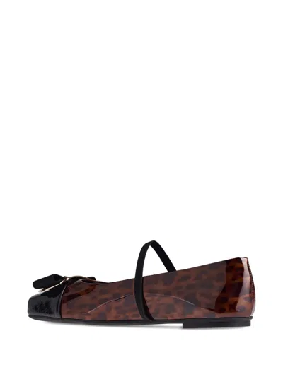 Ferragamo Vara Plate Patent-leather Ballet Flats In Red
