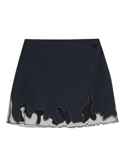 Diesel O-lane-r1 Tulle Insert Mini Skirt In Black