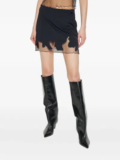 Diesel O-lane-r1 Tulle Insert Mini Skirt In Black