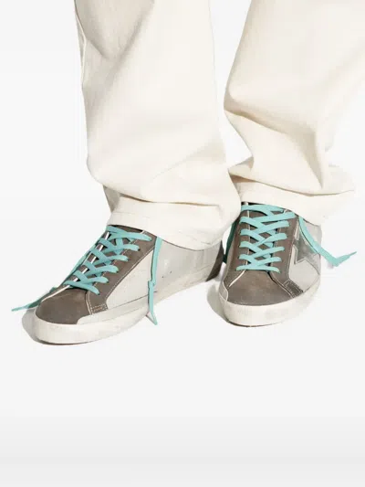 Golden Goose Super-star Distressed Sneakers In White