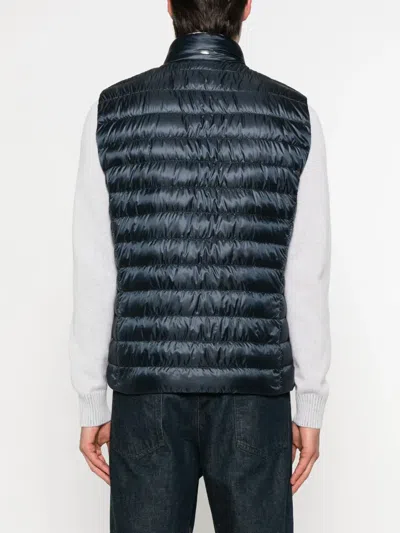 Herno Reversible Quilted Sleeveless Jacket With High Collar In Blue