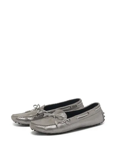 Pre-owned Tod's Vintage  Bow-embellished Loafers In Gray