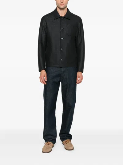 Herno Button-fastening Patch-pocket Jacket In Black