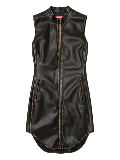 Diesel Zip-front Sleeveless Mini Dress In Blue