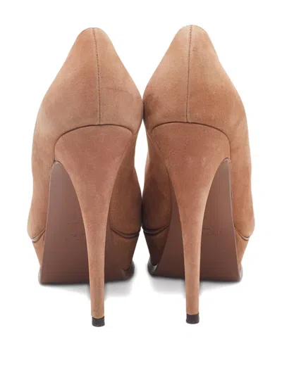 Pre-owned Saint Laurent 2023 145mm Tribtoo Platform Suede Pumps
