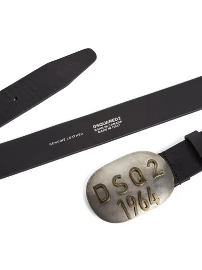 Dsquared2 Adjustable Genuine Leather Buckle Belts In Black
