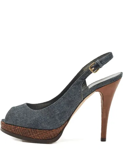 Pre-owned Stuart Weitzman  120mm Denim Sandals In Blue
