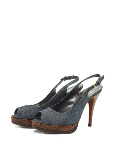 Pre-owned Stuart Weitzman  120mm Denim Sandals In Blue