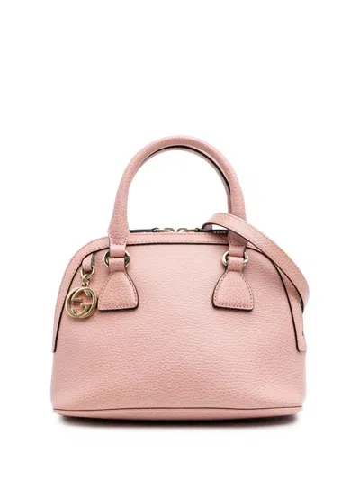 Pre-owned Gucci 2016-2025 Mini Leather Gg Charm Dome Satchel In Pink