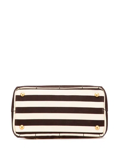 Pre-owned Prada 2013-2025 Small Canvas Stripes Canapa Logo Satchel