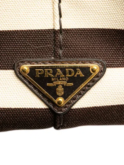 Pre-owned Prada 2013-2025 Small Canvas Stripes Canapa Logo Satchel