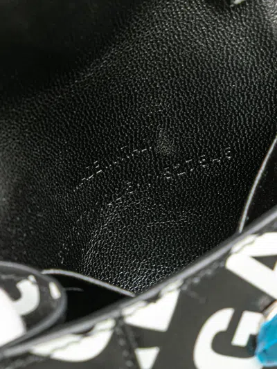 Pre-owned Balenciaga 2000-2025 Mini Smooth Calfskin Allover Logo Print Hourglass Top Handle Bag Satchel In Black