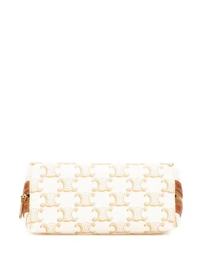Pre-owned Celine 2021-2025 Triomphe Coated Canvas Clutch On Chain Crossbody Bag
