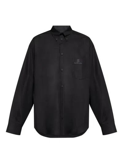 Balenciaga Logo-embroidered Shirt In Black