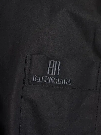 Balenciaga Logo-embroidered Shirt In Black