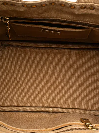 Pre-owned Prada 2010-2025 Canvas And Suede Fringed Canapa Handbag In Brown