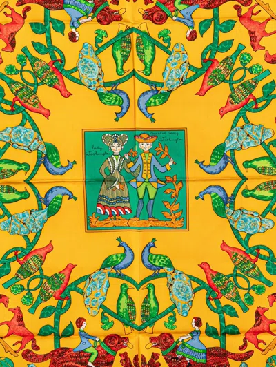 Pre-owned Hermes 20th Century Early America Silk Scarf Scarves